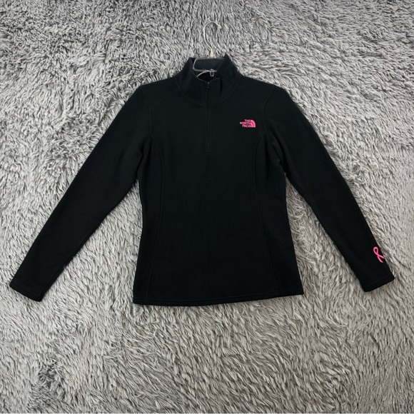 North Face Pullover Womens Small Black Breast Cancer Quarter Zip Fleece - Picture 1 of 10